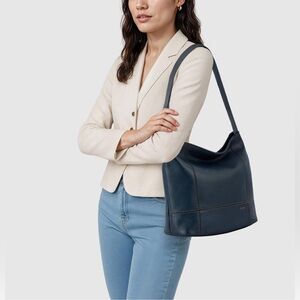 The Sak De Young Hobo Bag - Premium Leather Women's Handbag indigo blue.